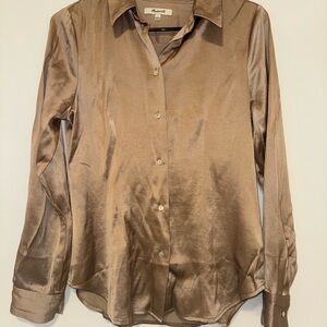 Madewell Bronze Silk Button Down Shirt